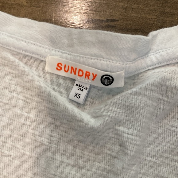 Sundry Blue Palm Tree Graphic V neck Tee XS - Picture 3 of 3